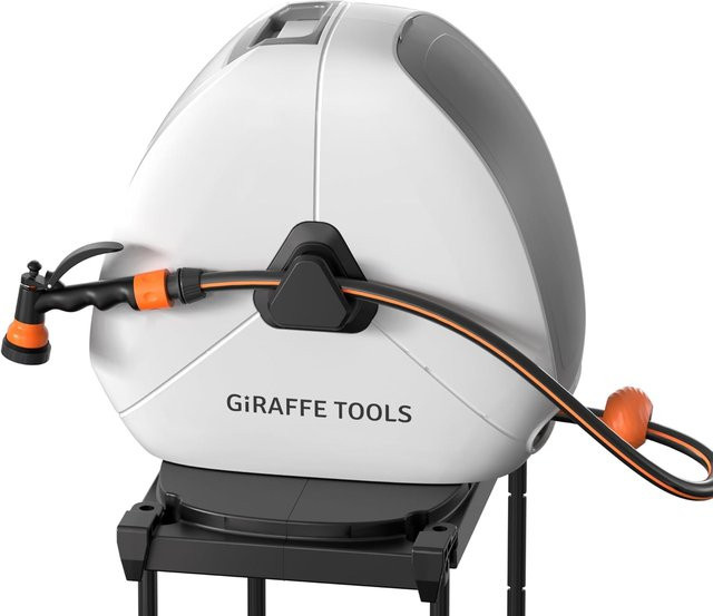 Giraffe Tools Bodenmontierter Einziehbarer Schlauchaufroller mit Automatikfunktion und flexiblem Drehgelenk - Bild 1