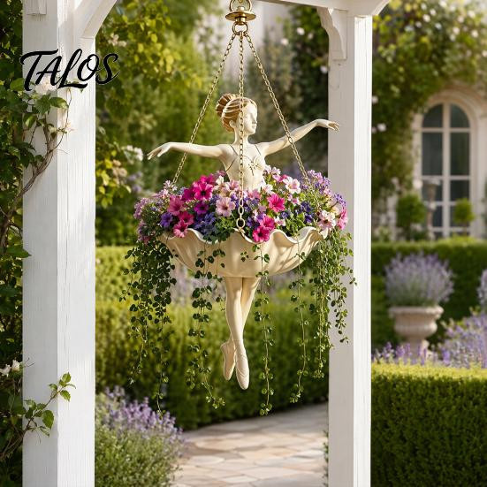 Talos home Garden Eleganter Hänge-Blumentopf mit Ballerina-Silhouette aus Harz für Sukkulenten und Rankpflanzen - Bild 4