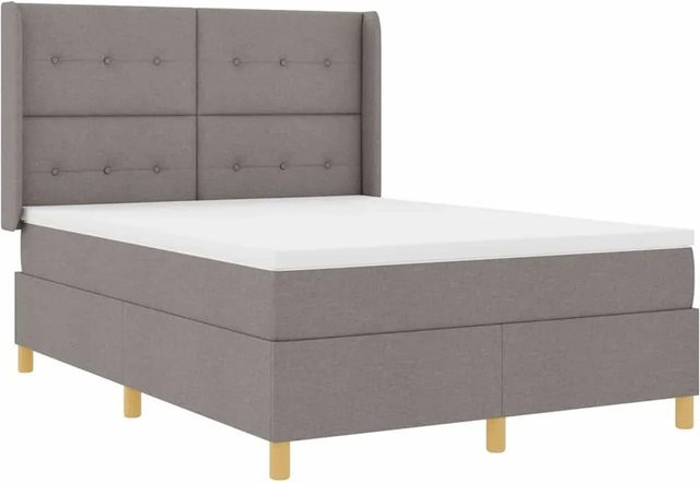 vidaXL Boxspringbett Hybrid mit Matratze und Taschenfederkern in Beige/Grau, B/T/H: 140 x 200 x 280 cm - Bild 1