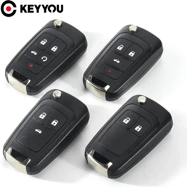 KEYYOU 8er Set Fernbedienung Auto Schlüssel Shell in Schwarz für Chevrolet Cruze Epica Lova Camaro Impala sowie Opel Astra J Corsa E Insignia Zafira C - Bild 1