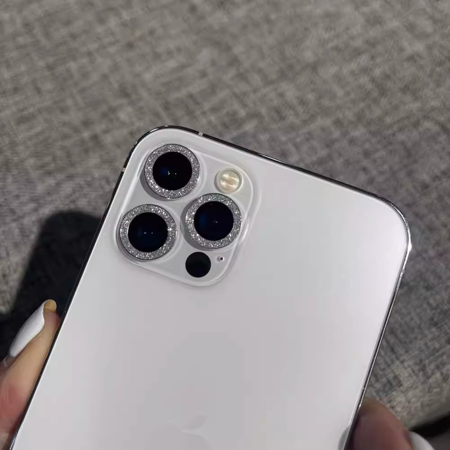3 Stück Blitzaufkleber Kamera-Schutzfolie aus gehärtetem Glas für iPhone 16 15 14 13 12 11 Pro Max Plus Mini in Silber - Bild 3