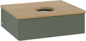 V&B Waschtischunterschrank Antao ohne Frontstruktur in Eiche Honig mit Lackierung in Grau und Grün, B/T/H: 60 x 50 x 19 cm - Bild 1