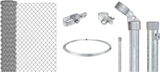 Maschendraht-Zaun-Set verzinkt zum Einbetonieren, Höhe: 80 cm, Länge: 10 m - Bild 1