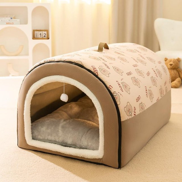 Winterwarmes Hundehaus von Pet Products My in Braun mit abnehmbarem und waschbarem Bezug, B/T/H: 35 x 30 x 30 cm - Bild 1