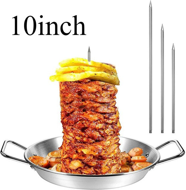 Vertikaler BBQ-Fleischspieß aus Edelstahl in Silber mit 9-Zoll-Spießen für Steak und Hähnchen - Bild 1