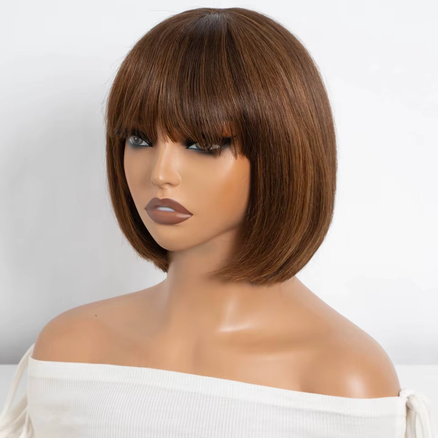 Lekker Echthaarperücke Short Pixie Straight Bob mit Pony, Damen - Bild 2