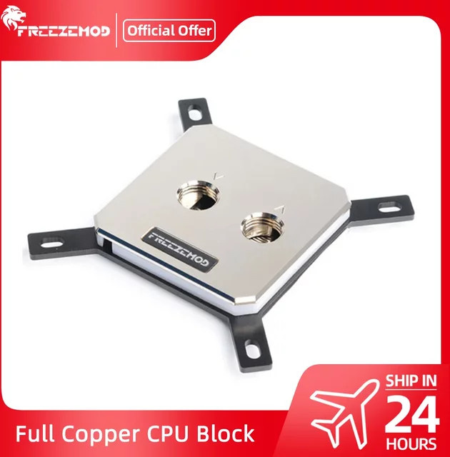 FREEZEMOD CPU-Wasserblock für Intel LGA 115X 20XX mit Kupferprozessor Kühlkörper und RGB Regenbogen Beleuchtung in Silber/Multicolor - Bild 1