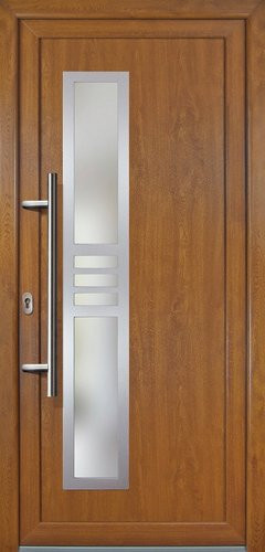 Meeth Kunststoff-Haustür Signum Exklusiv in Golden Oak mit satiniertem Glaseinsatz, Farbe: Gold/Braun, Höhe: 200,0 cm, Breite: 88,0 cm, Tiefe: 32,56 cm - Bild 1