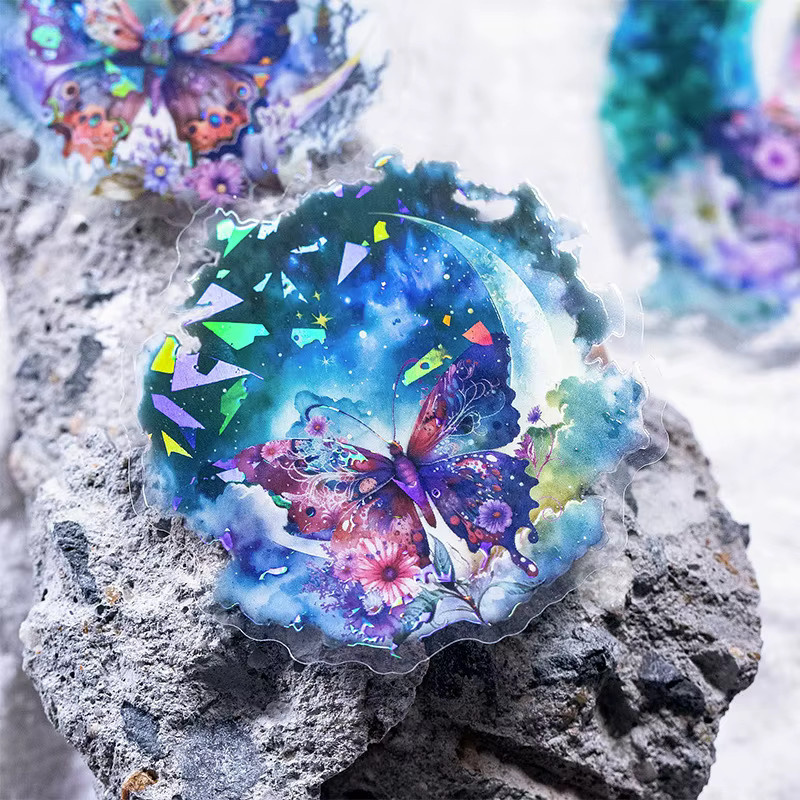 10 Stück Mengtai Dekorative Aufkleber mit Mond und Schmetterling im Retro-Stil für Scrapbooking und Journaling, Mehrfarbig - Bild 1