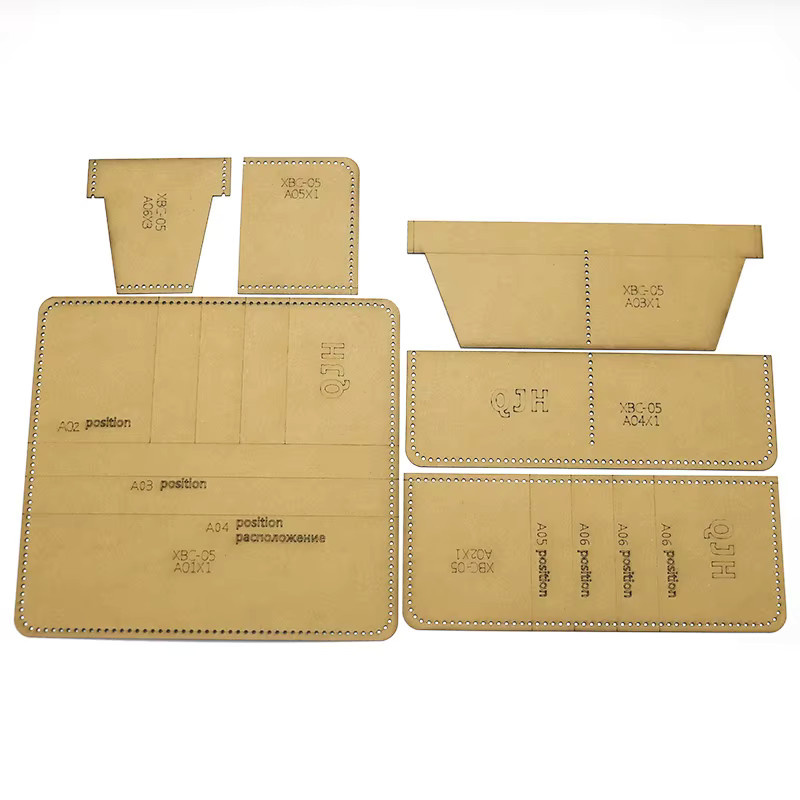 QJH Kraftpapier Vorlage für DIY Leder Brieftasche in Braun zur Herstellung von Mode Geldbörsen Design Muster Zeichnung und Schablone - Bild 2
