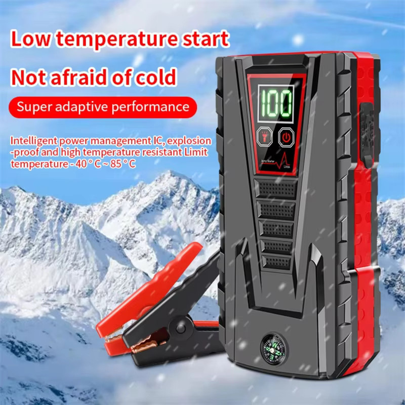 OWJHE Tragbarer Auto-Starthilfe-Booster 12000mAh mit 5000A Spitzenstrom, 12V Notfallbatterie und Powerbank-Ladegerät, Schwarz - Bild 5
