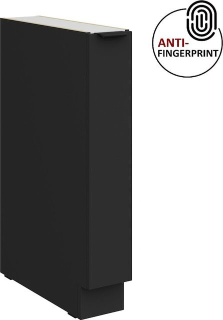 Küchen Unterschrank Schrankauszug ARIA Schwarz matt Anti Fingerprint Breite: 15 cm - Bild 1