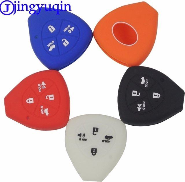 Jingyuqin Silikon Schlüsselhülle für Toyota Remote mit 4 Tasten für Corolla, Hilux, Vitz, Rav4, Aqua, Camry, Highlander, Land Cruiser und Pardo - Bild 1