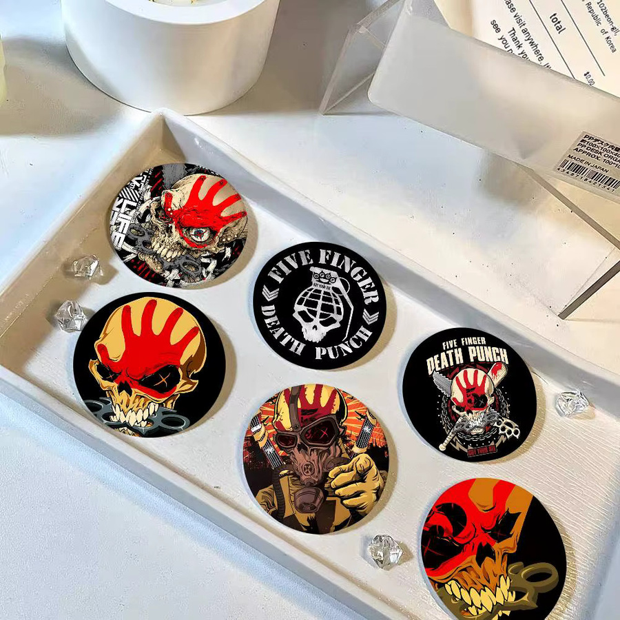 Brosche F-Five Finger Death Punch Band Cartoon-Stil, Emaille-Pin - Bild 2
