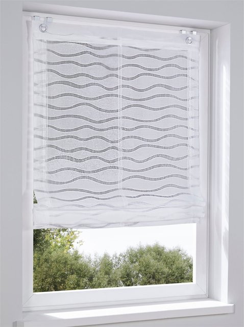 Raffrollo Heine Home in Weiß, semi-transparent, Baumwolle-Polyester-Mix, Breite: 140 cm, Höhe: 45 cm - Bild 1