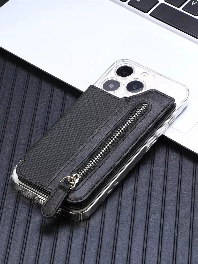 DIENQI Leder Brieftasche mit Kartenhalter und Magnetverschluss für iPhone und Samsung in Schwarz - Bild 5