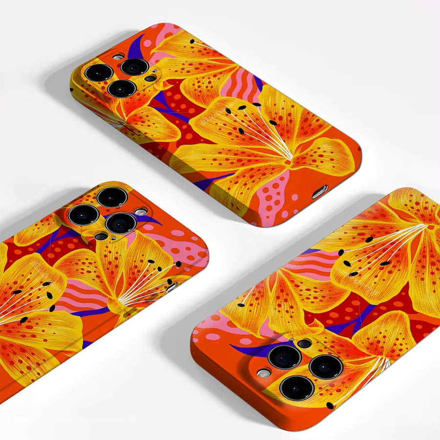 Handyhülle mit gelben Lilien für Apple iPhone 11 bis iPhone 17 Pro Max Plus, doppelschichtige Rückseite, Gelb/Mehrfarbig - Bild 3