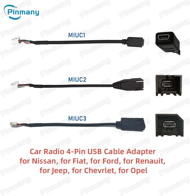 Pinmany USB 2.0 Audio-Datenkabel-Adapter 4-Pin und 6-Pin für Opel, Chevrolet, GMC und Fiat in Schwarz - Bild 1