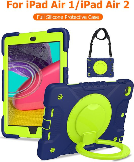 AKABEILA Tablet-Hülle mit 360 Grad drehbarem Griff und Schultergurt für iPad Modelle, Farbe: Schwarz - Bild 1