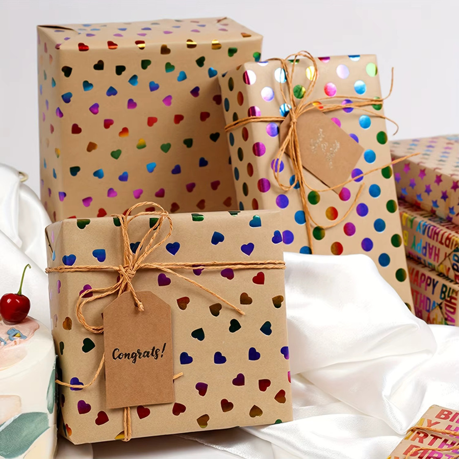 Valentinstag Herz-Geschenkpapier in Gold mit Goldblatt-Optik, B: 43 cm, L: 300 cm - Bild 2