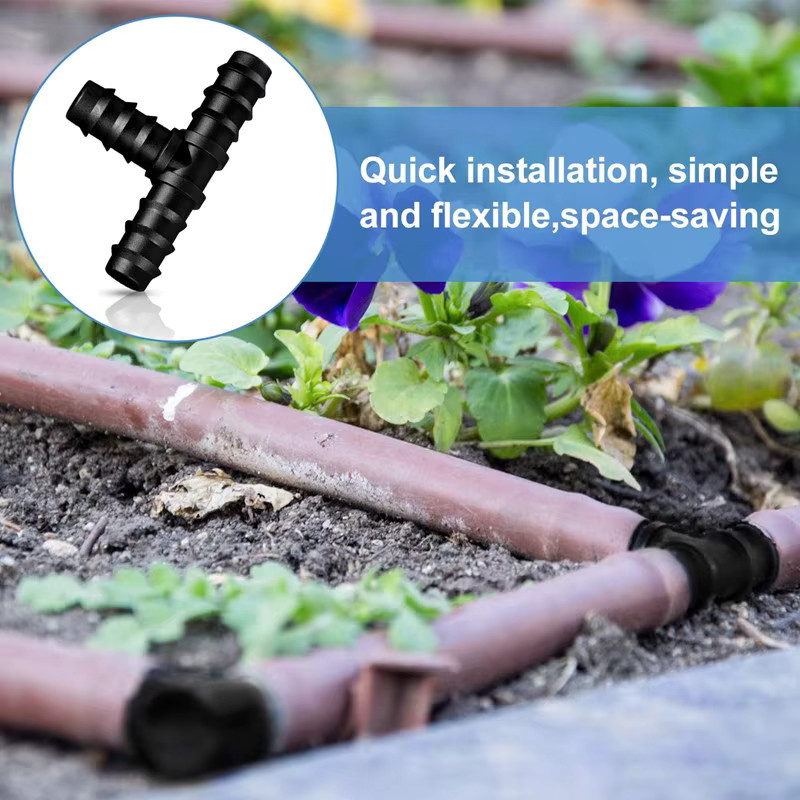 Nongjiale 14-teiliges T-Stück-Set für Tropfbewässerung, 1/2 Zoll, Schwarz, für PE-Bewässerungsschläuche mit ID 12 mm und AD 16 mm - Bild 5