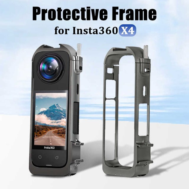 Insta360 X4 Schutzrahmen aus Metall in Grau mit Kaltgaragenschuh-Halterung - Bild 1