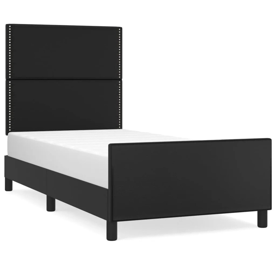 vidaXL Bettgestell mit Kopfteil in Schwarz aus Kunstleder und Holz, B/T/H: 90 x 200 x 128 cm - Bild 2
