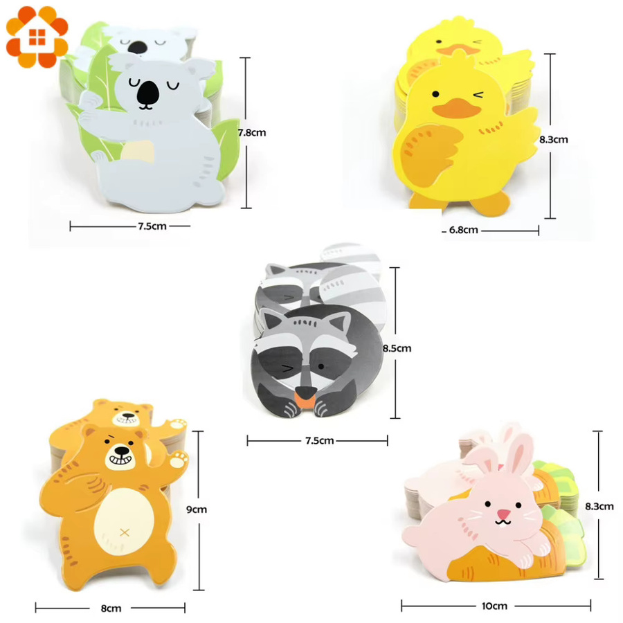 50 Stück Dekorative Karton-Karten mit Tier-Motiven wie Kaninchen, Ente und Bär in Mehrfarbig für Kindergeburtstage und Baby Shower Partys - Bild 1
