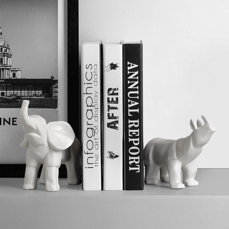 Nordisch Moderne Tierdekoration aus Keramik in Weiß für dein Wohnzimmer, Elefant oder Nashorn, Höhe: 16,3 cm, Breite: 16,3 cm, Tiefe: 11,8 cm - Bild 3