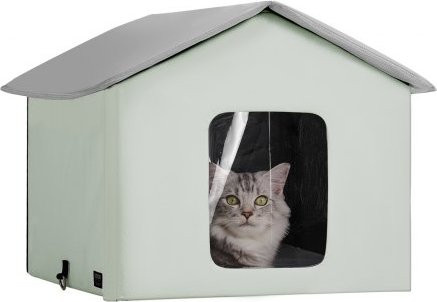 VEVOR Beheizbare Katzenhütte aus 600D Oxford-Gewebe mit beheizbarem Kissen, Grün, B/T/H: 48 x 56 x 44 cm - Bild 1