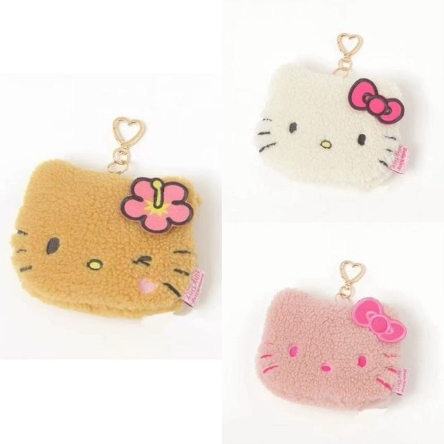 Sanrio Hello Kitty Plüsch-Geldbörse, Aufbewahrungstasche, Hot Pink, Schwarz - Bild 1