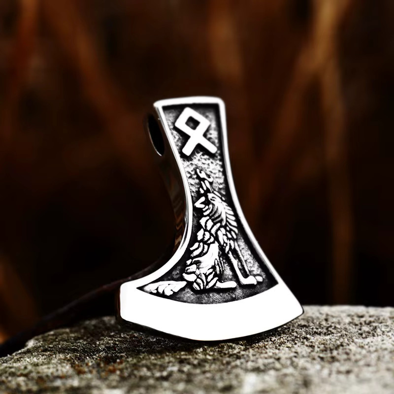 Beier Anhänger Halskette, Thors Axtkopf, Edelstahl, Silber, Herren - Bild 2