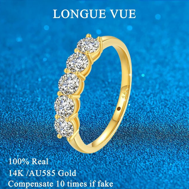 LONGUE VUE Ring 585 Gelbgold, Moissanit, Damen, Verlobung - Bild 1