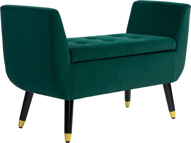HOMCOM Luxus Polsterbank mit Stauraum und Armlehnen in Grün, Material: Samtartiges Polyester und Gummiholz, B/T/H: 107 x 42 x 65 cm - Bild 1
