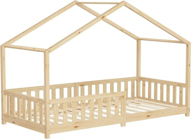 ML-Design Hausbett für Kinder aus Kiefernholz in Natur mit Rausfallschutz, B/T/H: 90 x 200 cm - Bild 1