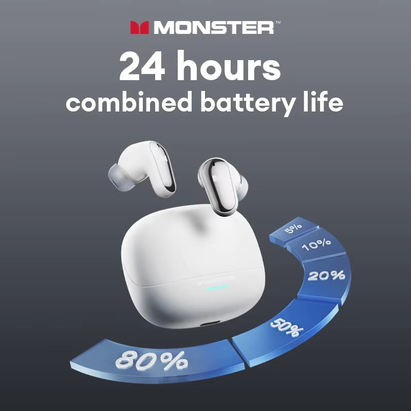 Monster MQT52 TWS Gaming Headset Bluetooth 5.4 mit Noise Cancelling und Mikrofon in Schwarz oder Weiß - Bild 4