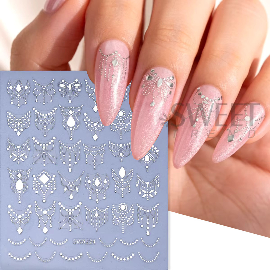SWEET TREND Nagelaufkleber Perlen Spitzen Mandala Silber Gold - Bild 2