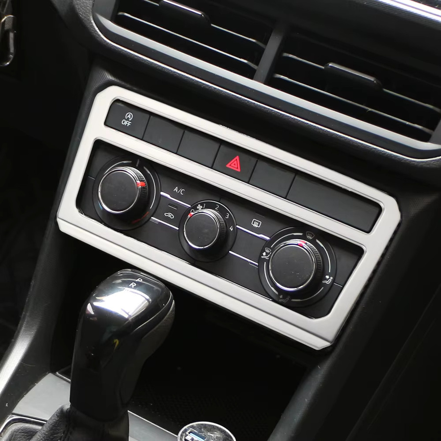 Zubehör für VW Volkswagen T-Cross: Center Konsole Panel Aufkleber und AC Knopf Rahmen Abdeckung in Silber - Bild 3