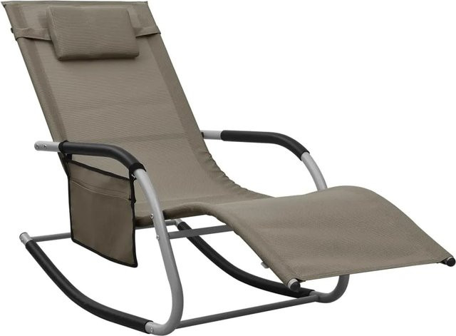 Sonnenliege furnicato aus Textilene und pulverbeschichtetem Stahl in Taupe und Grau - Bild 1