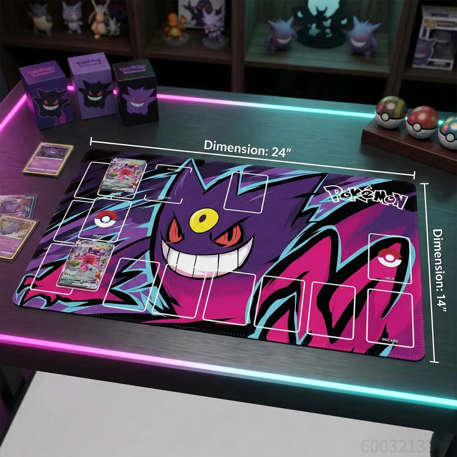 Potdemiel Pokemon Gengar Anime Gaming-Mauspad in Purple, rutschfeste und schmutzabweisende Schreibtischunterlage für TCG - Bild 4