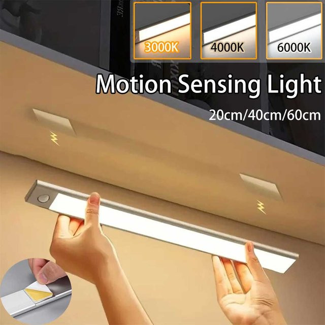 Kabellose LED-Nachtlampe mit Bewegungssensor und USB-Aufladung, weiße Unterbauleuchte für Küche und Schrank, B/T/H: 20 x 40 x 60 cm - Bild 1