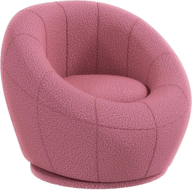 HOMCOM Drehbarer Loungesessel aus Plüsch in Rosa mit Armlehnen, B/T/H: 60 x 56 x 48 cm - Bild 1