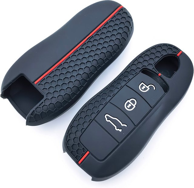 Schlüsselhülle für Porsche Cayenne Panamera Macan Cayman 911 718 918 958 in Schwarz - Bild 1