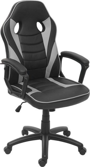 Gaming-Stuhl MCW-F59 Racing-Chair als Drehstuhl aus Kunstleder in Schwarz/Grau - Bild 1