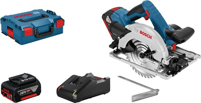 Bosch Professional Akku-Handkreissäge GKS 18V-57 G in Blau/Schwarz mit 2 Akkus und L-BOXX - Bild 1