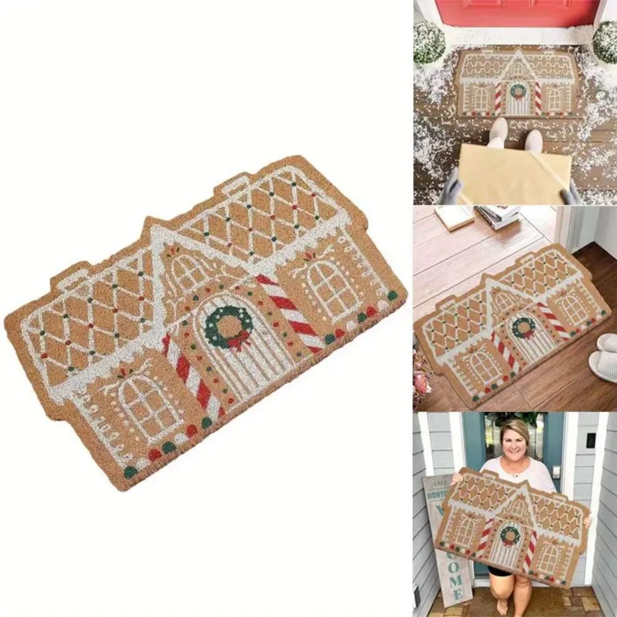 VIKAMA Weihnachts-Fußmatte mit Weihnachtshaus-Design, rutschfest und saugfähig für Schlafzimmer, Badezimmer oder Toilette - Bild 3