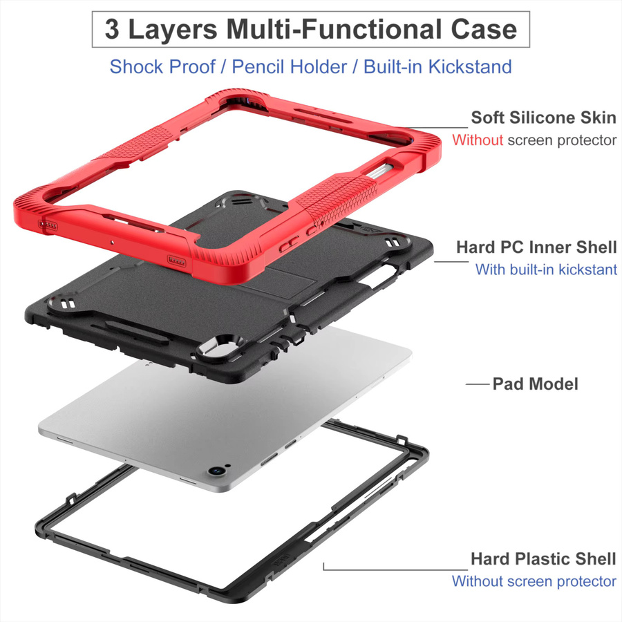 Defender Armor verstärkte Anti-Sturz-Schutzhülle mit Ständer für Samsung Galaxy Tab S11 S10 Ultra A11+ in Pink und Rot - Bild 2