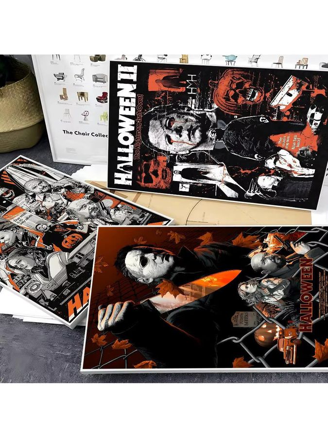 Vintage Horrorfilm Poster Michael Myers Halloween Kunstwerk von Potdemiel in Weiß - Bild 5