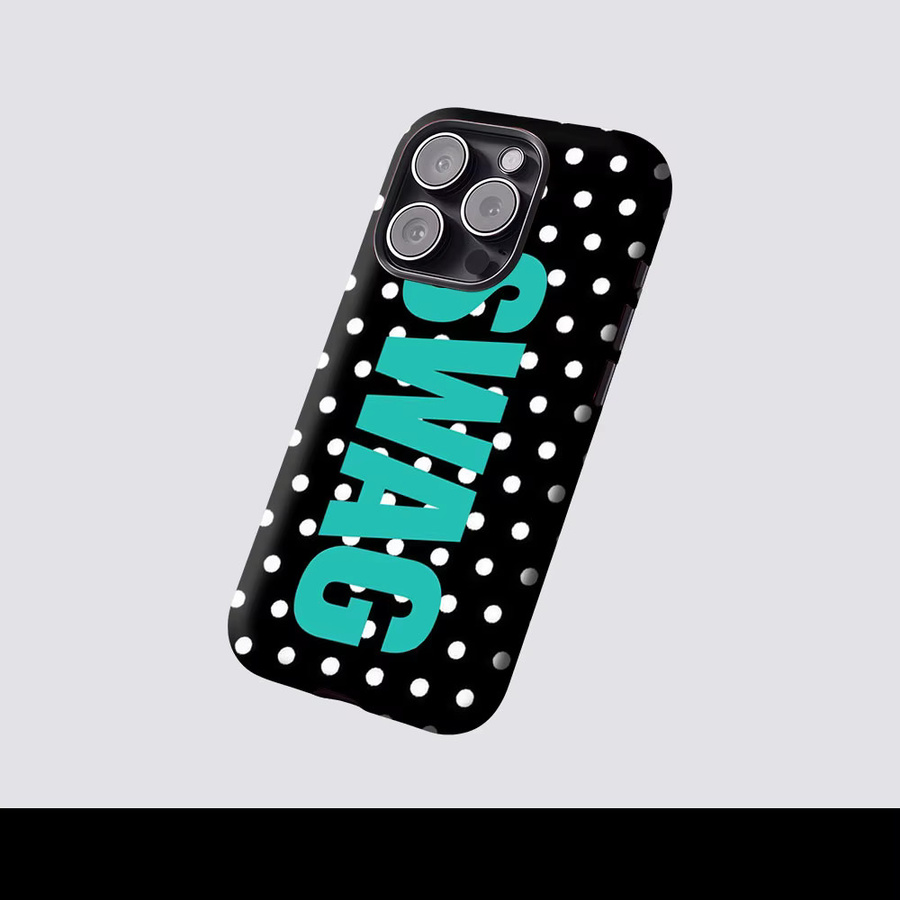 Aurbe Matte 2-in-1 MagSafe Hülle mit Film für iPhone 17 16 15 14 Plus Pro Max, Stoßfeste Hartschale, Türkis Polka Dot SWAG - Bild 2