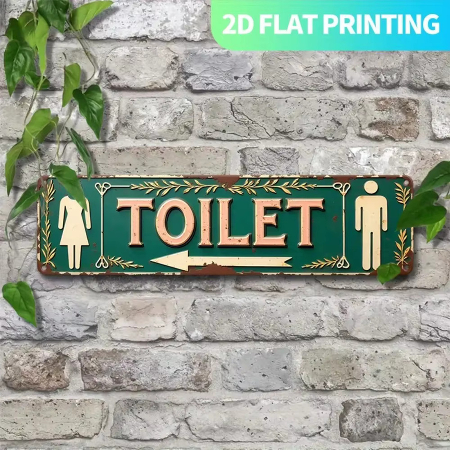 CIFBUY Retro-Toilettenschild aus Metall in Vintage-Optik als Wanddekoration für dein Badezimmer, Breite: 40,0 cm, Höhe: 10,0 cm - Bild 3
